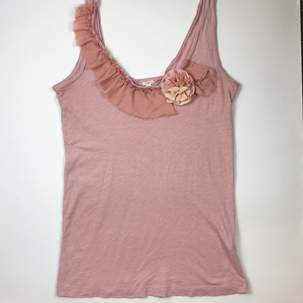 J. Crew Pink Tank w/ Silk Embellishments